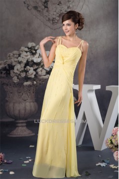 Sheath/Column Floor-Length Criss Cross Spaghetti Straps Long Yellow Prom Evening Bridesmaid Dresses 02020521