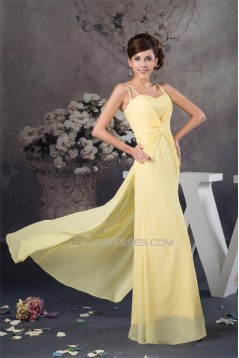 Sheath/Column Floor-Length Criss Cross Spaghetti Straps Long Yellow Prom Evening Bridesmaid Dresses 02020521
