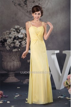 Sheath/Column Floor-Length Criss Cross Spaghetti Straps Long Yellow Prom Evening Bridesmaid Dresses 02020521