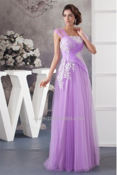 Floor-Length Straps Beading Fine Netting Long Purple Prom/Formal Evening Dresses 02020526