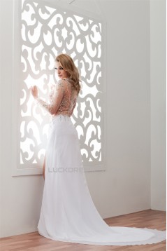 Long Sleeves Satin Organza Fine Netting Prom/Formal Evening Dresses 02020534