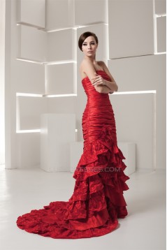 Satin Taffeta Handmade Flowers Sleeveless Prom/Formal Evening Dresses 02020551