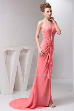 Sheath/Column Brush Sweep Train Pleats Prom/Formal Evening Dresses 02020557