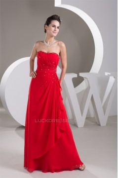 Sleeveless A-Line Beading Floor-Length Chiffon Prom Evening Party Dresses 02020570
