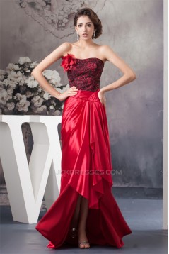 Sleeveless Asymmetrical Lace Handmade Flowers Prom/Formal Evening Dresses 02020573