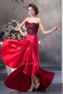 Sleeveless Asymmetrical Lace Handmade Flowers Prom/Formal Evening Dresses 02020573