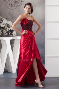 Sleeveless Asymmetrical Lace Handmade Flowers Prom/Formal Evening Dresses 02020573