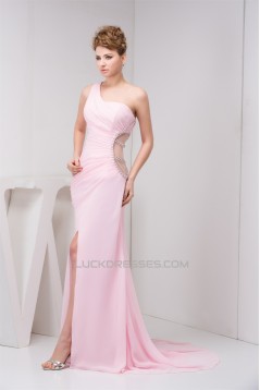 Sleeveless Brush Sweep Train One-Shoulder Evening Party Mother of the Bride Dresses 02020575