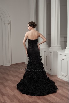 Sleeveless Handmade Flowers Brush Sweep Train Prom/Formal Evening Dresses 02020585