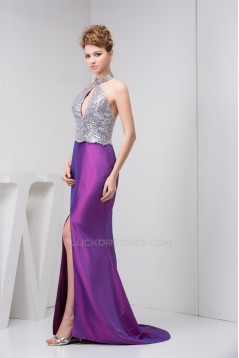 Split Front Taffeta Sleeveless Halter Mermaid/Trumpet Mother of the Bride Dresses 02020593