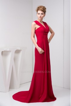 V-Neck Chiffon Sleeveless Ruffles Prom/Formal Evening Dresses 02020604