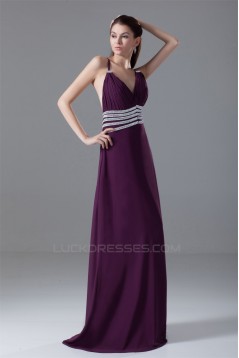 A-Line Chiffon Brush Sweep Train Prom/Formal Evening Dresses 02020612