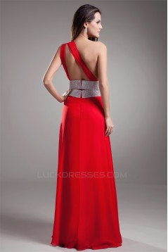 A-Line Floor-Length One-Shoulder Sleeveless Long Red Prom/Formal Evening Dresses 02020619