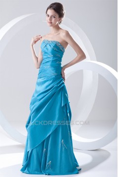 A-Line Floor-Length Pleats Sleeveless Strapless Prom/Formal Evening Dresses 02020620