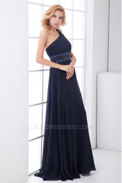 A-Line Handmade Flowers Chiffon Elastic Woven Satin Prom/Formal Evening Dresses 02020624