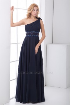 A-Line Handmade Flowers Chiffon Elastic Woven Satin Prom/Formal Evening Dresses 02020624