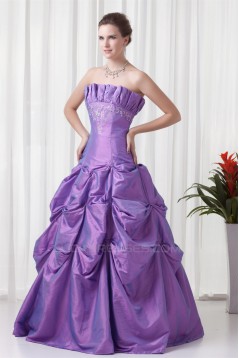 A-Line Sleeveless Taffeta Floor-Length Strapless Prom/Formal Evening Dresses 02020632