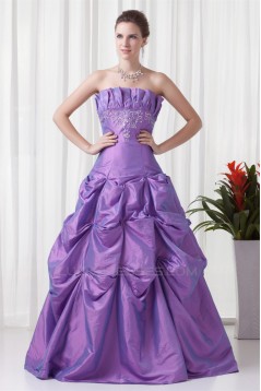 A-Line Sleeveless Taffeta Floor-Length Strapless Prom/Formal Evening Dresses 02020632
