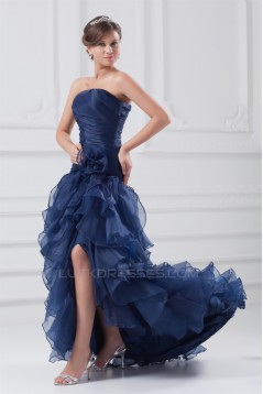 Asymmetrical A-Line Satin Organza Strapless Prom/Formal Evening Dresses 02020645