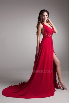 Beading One-Shoulder Chiffon Silk like Satin Prom/Formal Evening Dresses 02020662