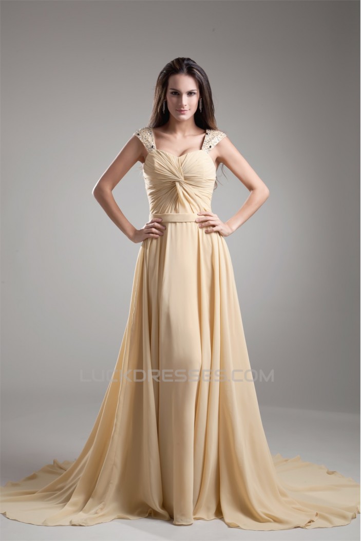 A-Line Straps Beading Sleeveless Chiffon Prom/Formal Evening Dresses 02020670