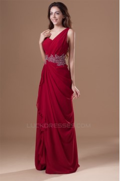 Beading Sheath/Column One-Shoulder Chiffon Silk like Satin Prom/Formal Evening Dresses 02020676