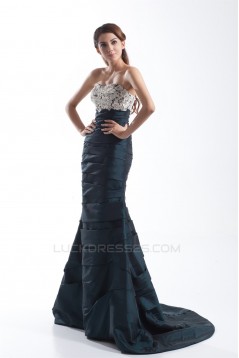 Trumpet/Mermaid Beading Sleeveless Taffeta Soft Sweetheart Prom/Formal Evening Dresses 02020677