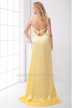 Brush Sweep Train A-Line V-Neck Criss Cross Prom/Formal Evening Dresses 02020687