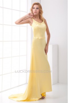 Brush Sweep Train A-Line V-Neck Criss Cross Prom/Formal Evening Dresses 02020687