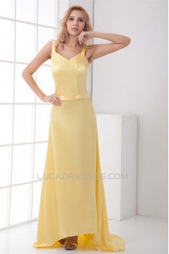 Brush Sweep Train A-Line V-Neck Criss Cross Prom/Formal Evening Dresses 02020687