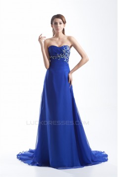 Brush Sweep Train Chiffon Long Blue Prom/Formal Evening Dresses 02020688