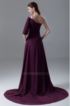 A-Line Single Sleeve Long Purple Prom/Formal Evening Dresses 02020699