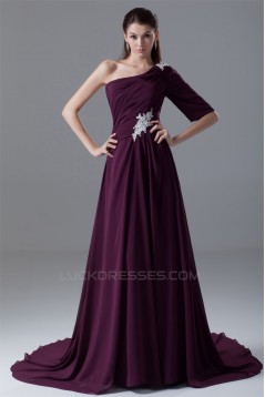 A-Line Single Sleeve Long Purple Prom/Formal Evening Dresses 02020699