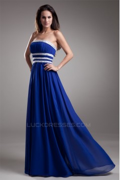 Floor-Length A-Line Strapless Chiffon Silk like Satin Prom/Formal Evening Dresses 02020729