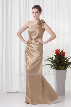 Floor-Length Elastic Woven Satin One-Shoulder Prom/Formal Evening Bridesmaid Dresses 02020744