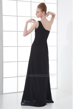 Floor-Length Pleats Sheath/Column One-Shoulder Long Bridesmaid Dresses 02020747
