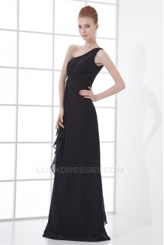 Floor-Length Pleats Sheath/Column One-Shoulder Long Bridesmaid Dresses 02020747