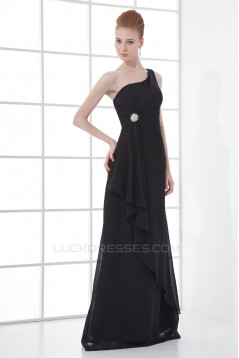 Floor-Length Pleats Sheath/Column One-Shoulder Long Bridesmaid Dresses 02020747