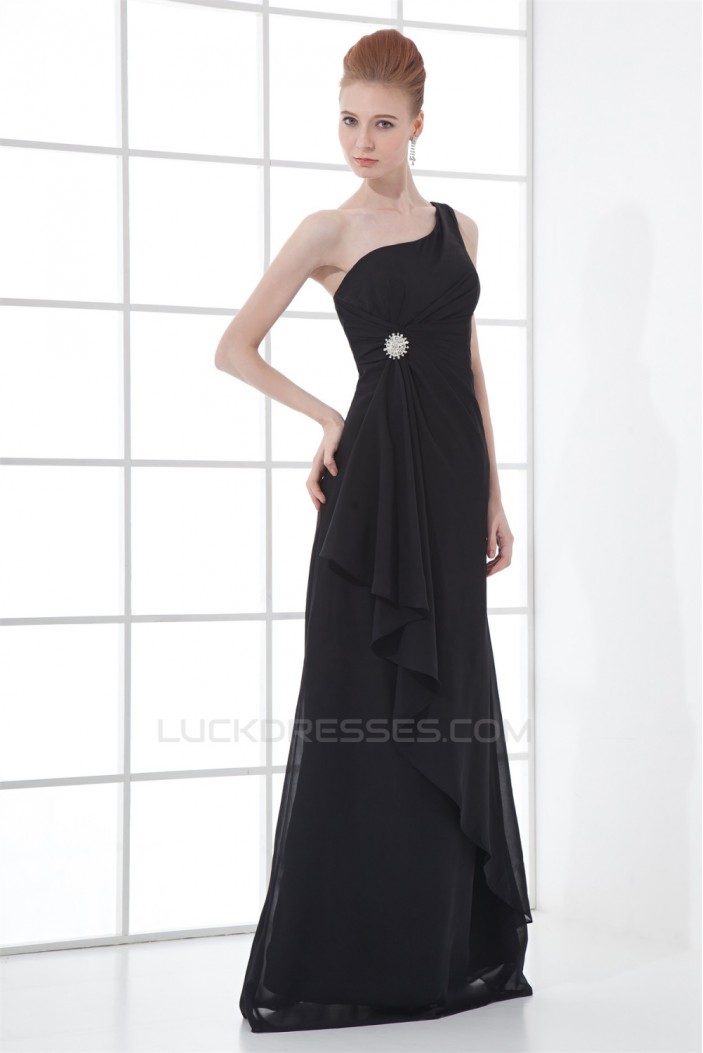 Floor-Length Pleats Sheath/Column One-Shoulder Long Bridesmaid Dresses 02020747