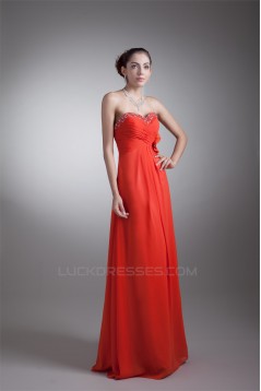 Floor-Length Sheath/Column Chiffon Handmade Flowers Prom/Formal Evening Dresses 02020752