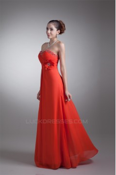Floor-Length Sheath/Column Chiffon Handmade Flowers Prom/Formal Evening Dresses 02020752