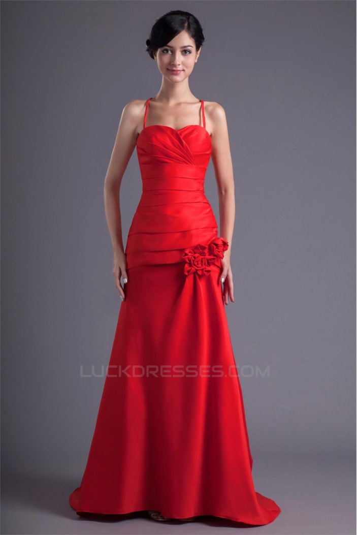 Handmade Flowers Brush Sweep Train Sweetheart Prom/Formal Evening Dresses 02020768