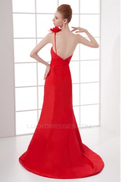 Handmade Flowers Taffeta Brush Sweep Train Prom/Formal Evening Dresses 02020772
