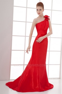 Handmade Flowers Taffeta Brush Sweep Train Prom/Formal Evening Dresses 02020772