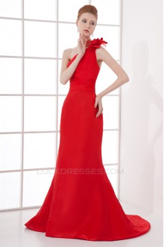 Handmade Flowers Taffeta Brush Sweep Train Prom/Formal Evening Dresses 02020772