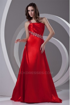 A-Line One-Shoulder Floor-Length Sleeveless Beading Prom/Formal Evening Dresses 02020788