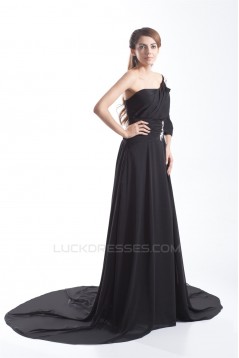 One-Shoulder Pleats A-Line Half Elbow Length Prom/Formal Evening Dresses 02020789