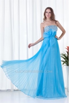 A-Line Beading Strapless Long Blue Prom/Formal Evening Dresses 02020800