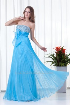 A-Line Beading Strapless Long Blue Prom/Formal Evening Dresses 02020800