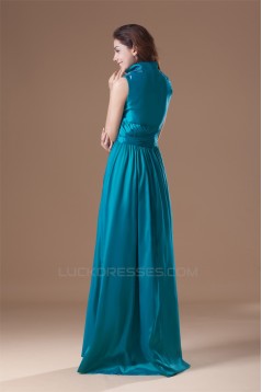 Pleats Floor-Length Taffeta Sleeveless High-Neck Prom/Formal Evening Dresses 02020805